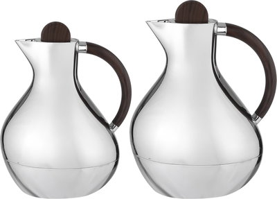 Al Saif Gallery Layal Thermos Set, 0.6/0.9 Liter, 2 Pieces, Glass Interior, Plastic Exterior, Wooden Handle, Push Button - Wooden Silver product image 2