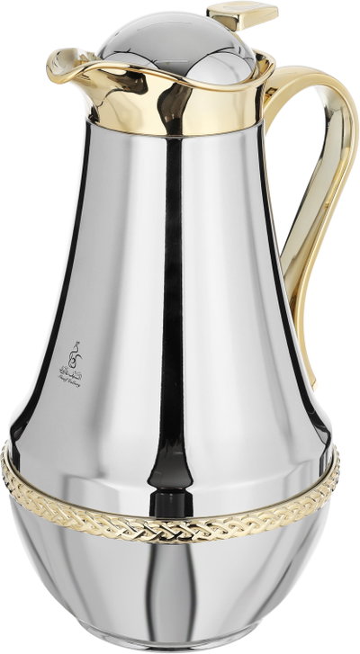 Al Saif Gallery Nouf thermos set, 0.7 / 1 liter, 2 pieces, thermal glass inner shell, stainless steel outer shell - silver gold product image 7