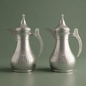 Al Saif Gallery Haila Thermos set, 1.2/1.2 litres, crystal handle, two pieces, steel inner case, steel outer case - silver product image