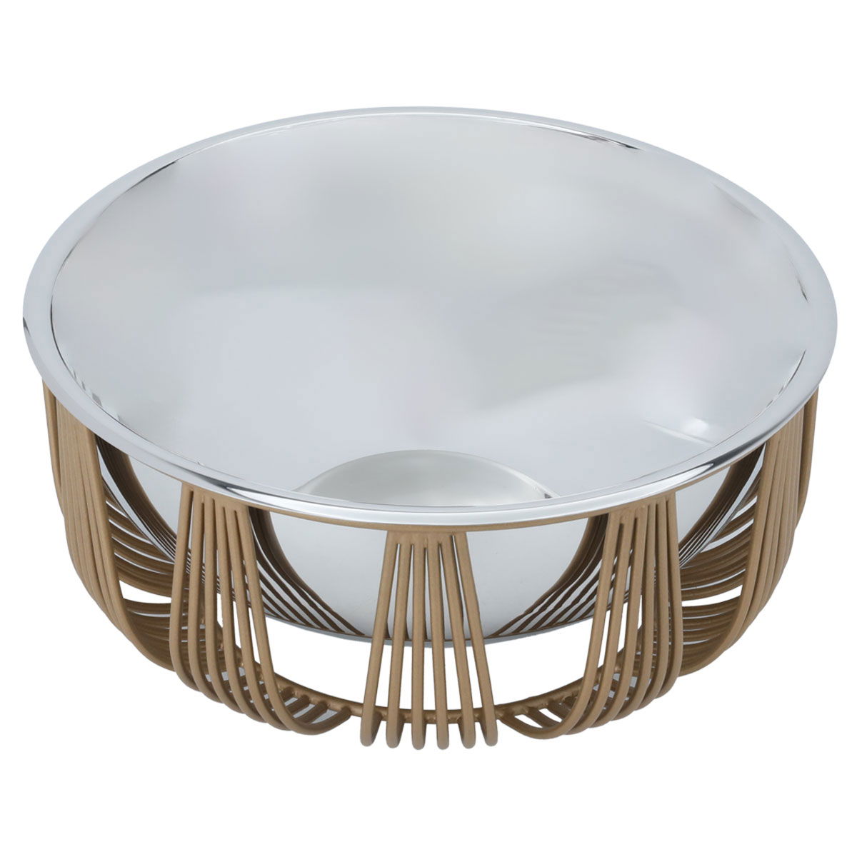 Al Saif Gallery steel serving plate, 9 x 22 x 22 cm, circular, gold-silver base product image 2