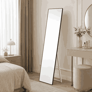 مراية ستاند زجاج، 160×40 سم، ستاند معدن - اسود product image