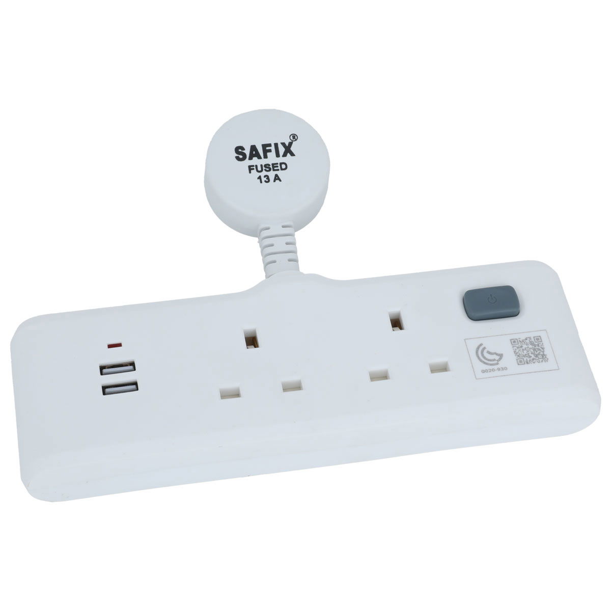 موزع كهربائي مع مفتاح سافكس، 2 منفذ +2 USB، 13 امبير - ابيض product image 1