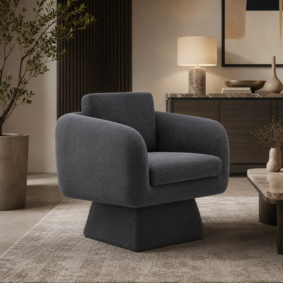 كرسي مودرن خشب MDF، 80×52×48 سم، قماش شانيل - رمادي داكن product image 4