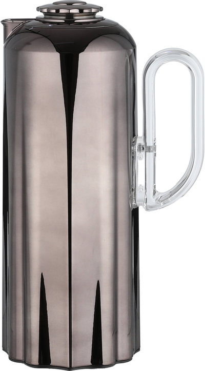 Al Saif Gallery Najdiyah Thermos Set, 1/1 Liter, 2 Pieces, Glass Inner Container, Transparent Handle, Push Button - Glossy Black product image 3