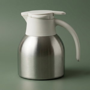 Aura Thermos, 1 liter, stainless steel inner container, stainless steel/plastic outer casing, pusher - creamy silver product image