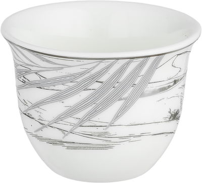 طقم تقديم بيالات شاي زجاج وفناجين قهوة مع صحون بورسلان السيف غاليري، 25 قطعة، سكرية، مشجر فضي - ابيض شفاف product image 4