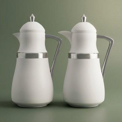 طقم ترامس نجد السيف غاليري، 1/1 لتر، حافظة داخلية زجاج حراري - أبيض فضي product image 1