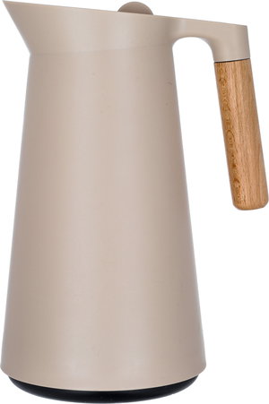 ترمس ليندا تايملس، 1 لتر، يد خشبي، حافظة داخلية زجاج حراري، ضغاط - بني فاتح product image 2