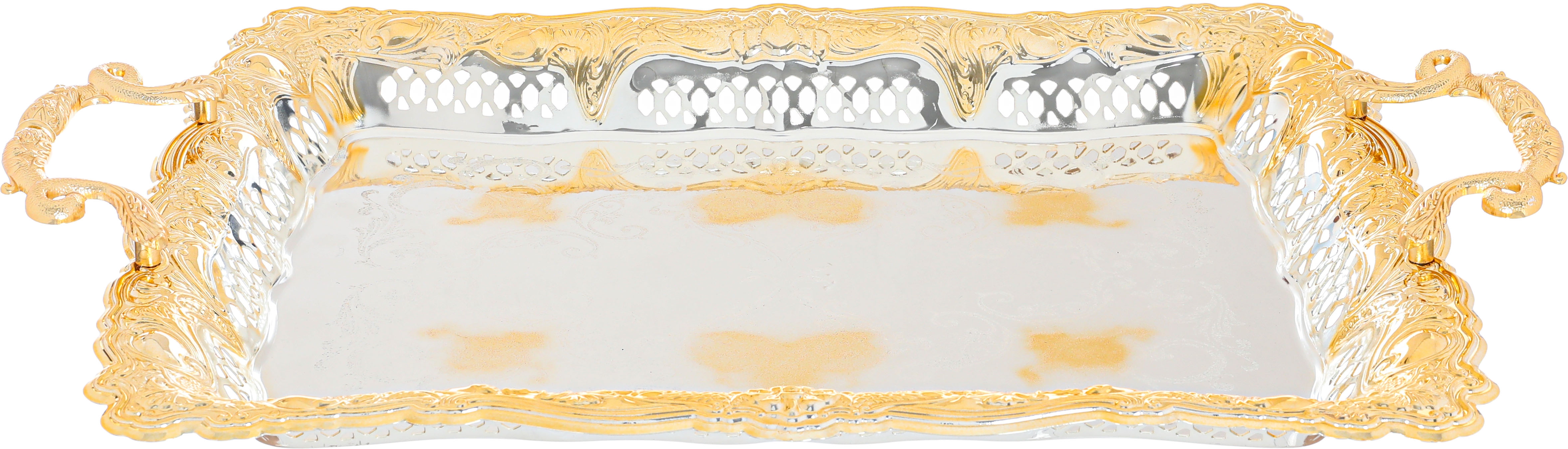 Al Saif Gallery steel topper, 3 pieces, rectangle, gold-silver engraving product image 4