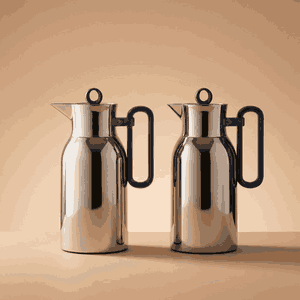 طقم ترامس الدرة السيف غاليري، 1 / 1 لتر، 2 قطعة، حافظة داخلية زجاج، ضغاط، مسكة يد أزرق رخامي - فضي product image