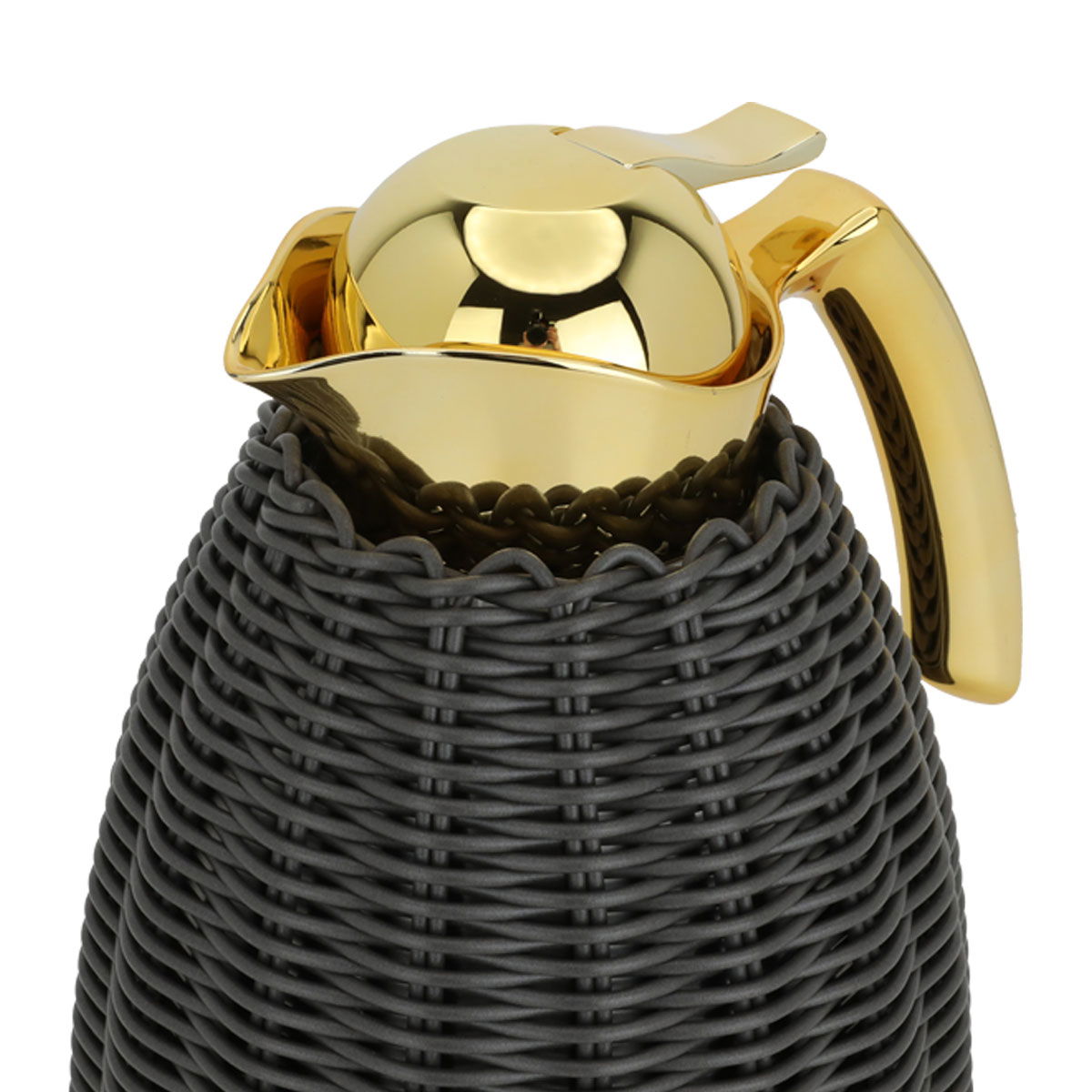 Al Saif Gallery Rattan Wicker Thermos, golden handle, 1.5 liters - grey product image 4