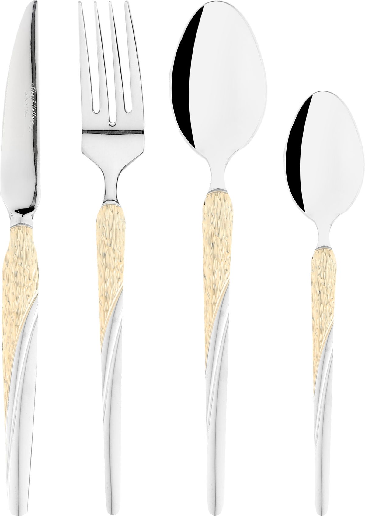 Al Saif Gallery steel cutlery set, 24 pieces - golden silver product image