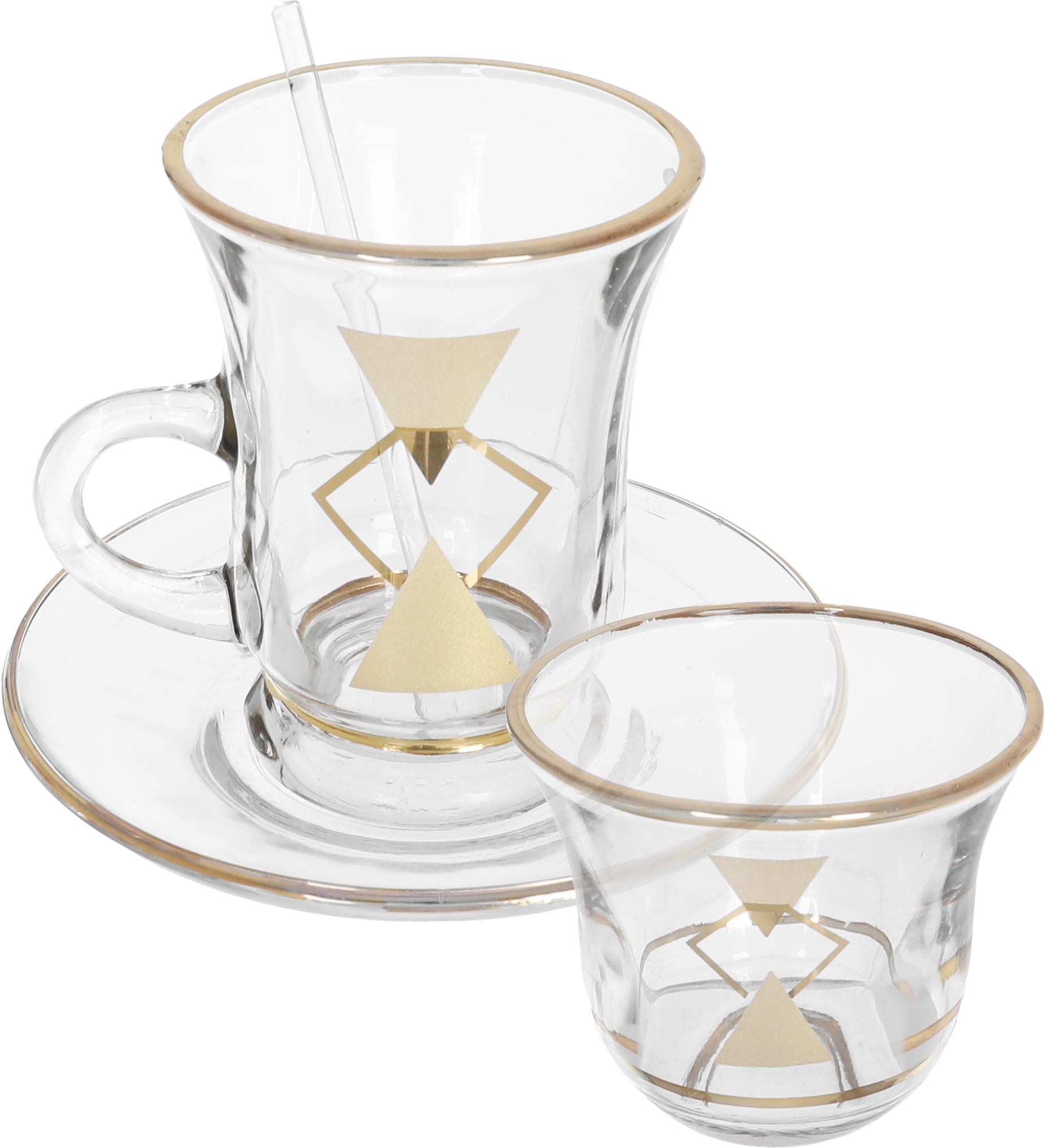 Al Saif Gallery Coffee Cups and Teapots Set with Glass Saucers, 0.09/0.2 L, Sugar, Spoons, 50 Pieces - clear product image