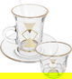 Al Saif Gallery Coffee Cups and Teapots Set with Glass Saucers, 0.09/0.2 L, Sugar, Spoons, 50 Pieces - clear product image 1