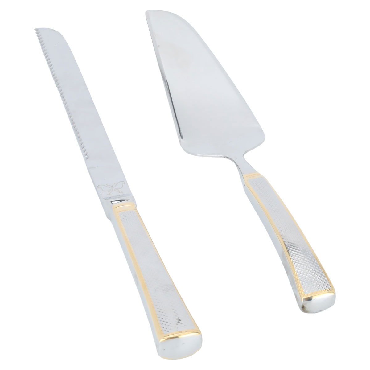 طقم تقديم الكيك استيل السيف غاليري، قطعتين - فضي ذهبي product image