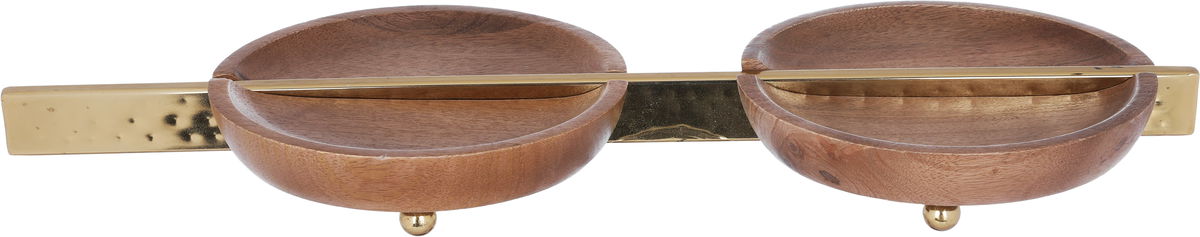 Al Saif Gallery Wooden Sweet Plate, 2 Plates, 46 x 17 x 4 cm - Golden Brown product image