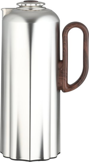 طقم ترامس نجدية السيف غاليري، 1 / 1 لتر، 2 قطعة، حافظة داخلية زجاج، يد خشبي، ضغاط - فضي مطفي product image 2