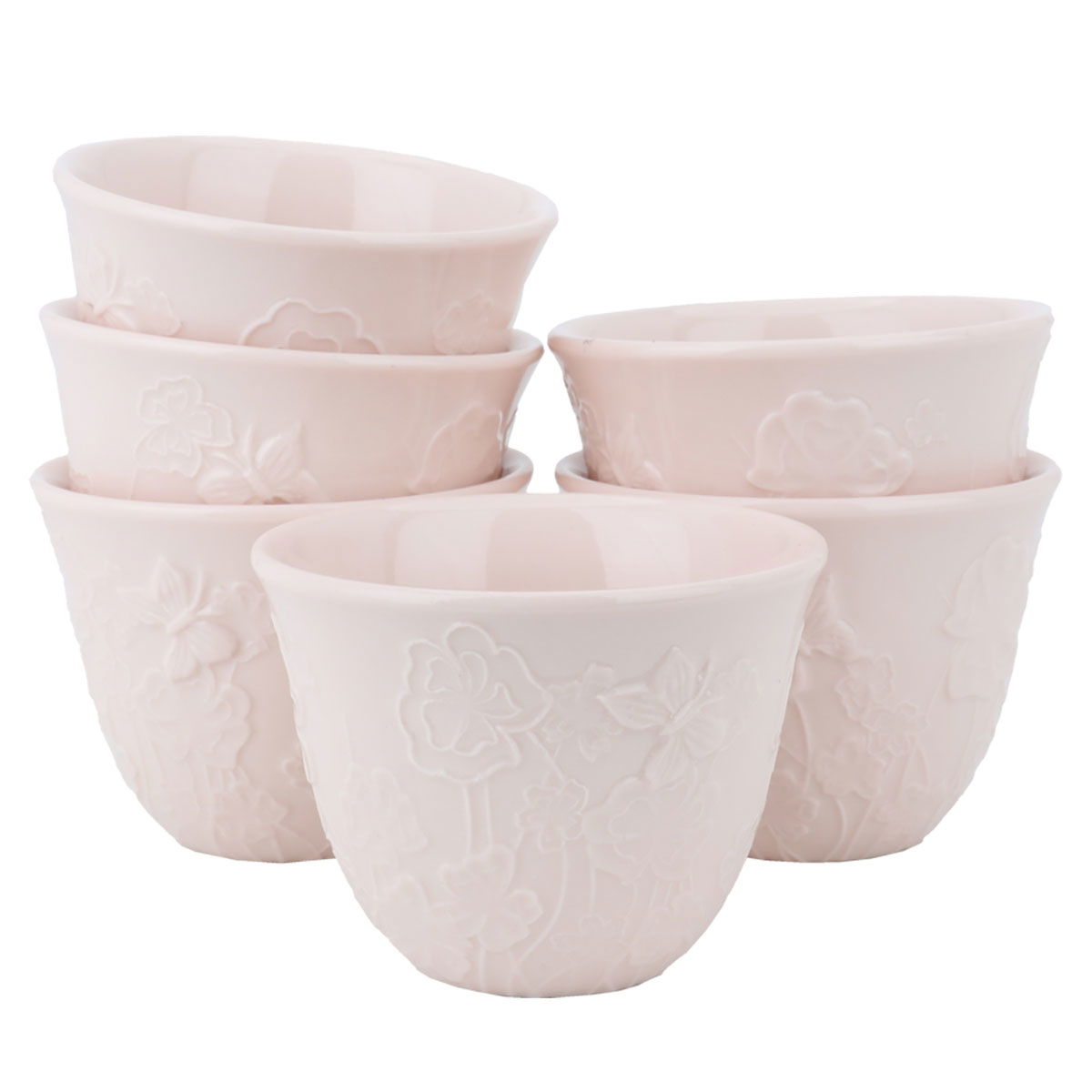 Al Saif Gallery Porcelain Arabic Coffee Cups Set, 350 ml, Wooded, 12 Pieces - Light Pink product image 2
