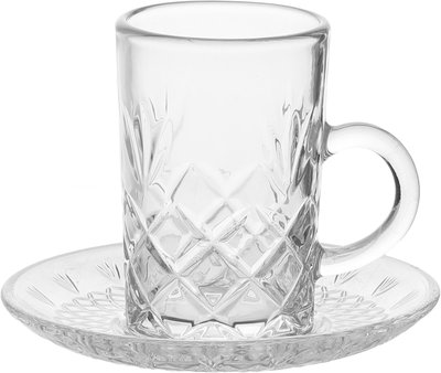 طقم تقديم بيالات وفناجين زجاج السيف غاليري، 11.5 سم، 18 قطعة، صحون - شفاف product image 3