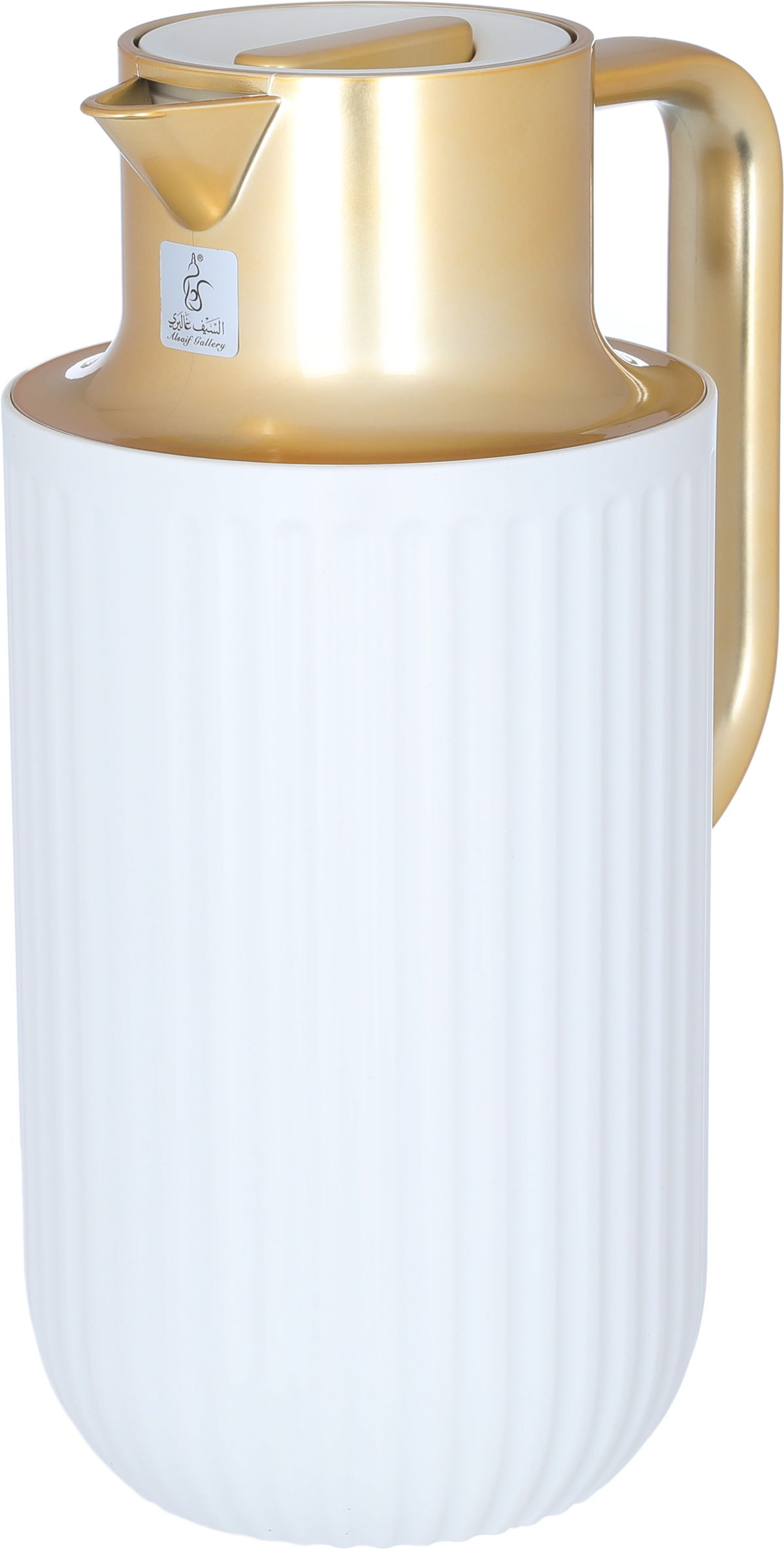 Everest Laura Thermos, 1.6 litres, golden handle, thermal glass inner shell, plastic outer shell - white product image 2
