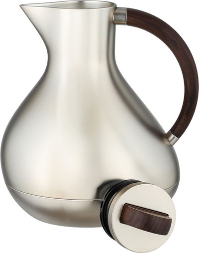 Al Saif Gallery Layal Thermos Set, 0.6/0.9 Liter, 2 Pieces, Glass Interior, Plastic Exterior, Wooden Handle, Push Button - Wooden Silver product image 9