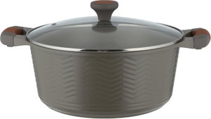 طقم قدور داي كاست الومنيوم روبوست، 7 قطع، غطاء زجاج، يد سيليكون - رمادي product image 2