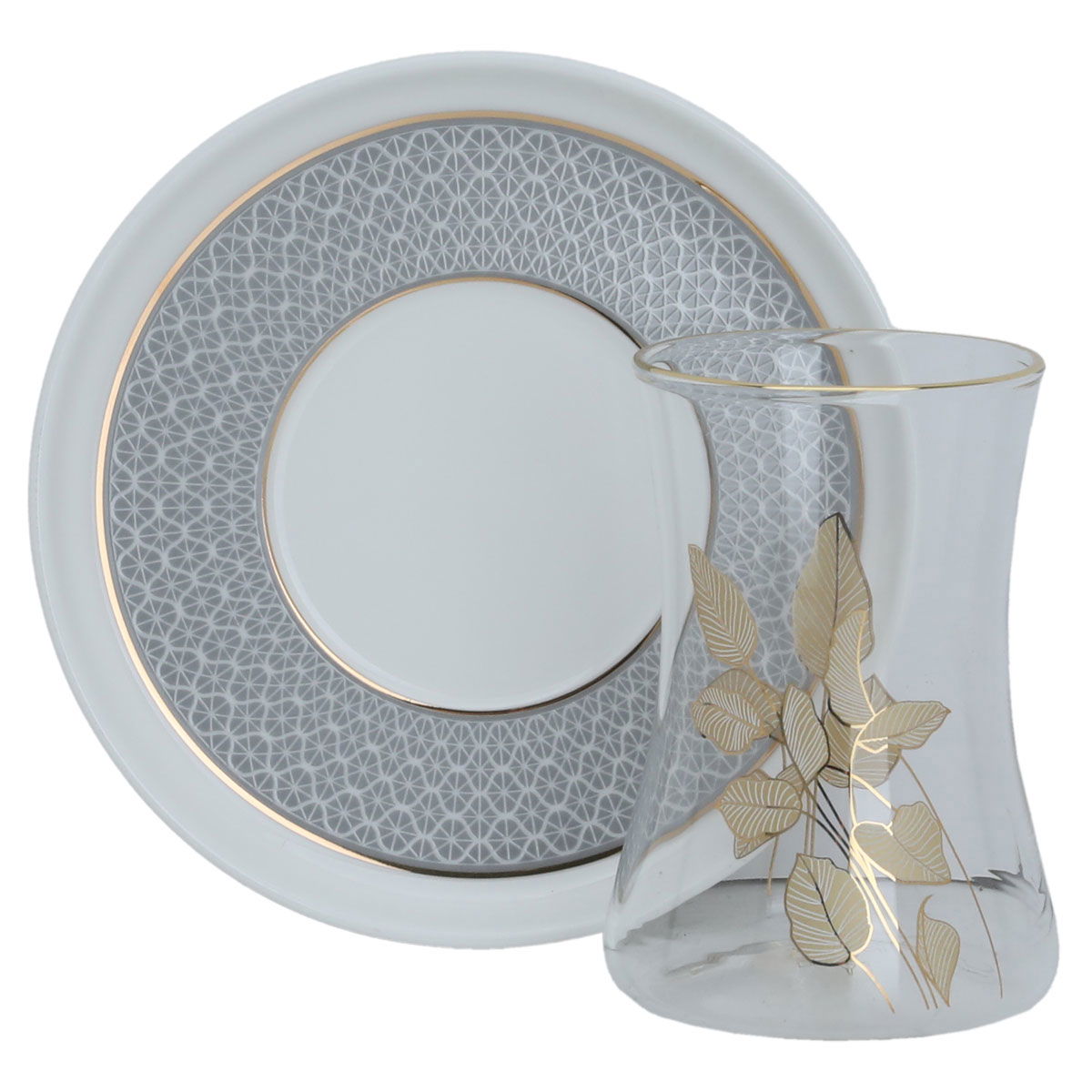 Alsaif Gallery Bialat Tea Serving Set, Glass Coffee Cups, 12 Pieces - White product image