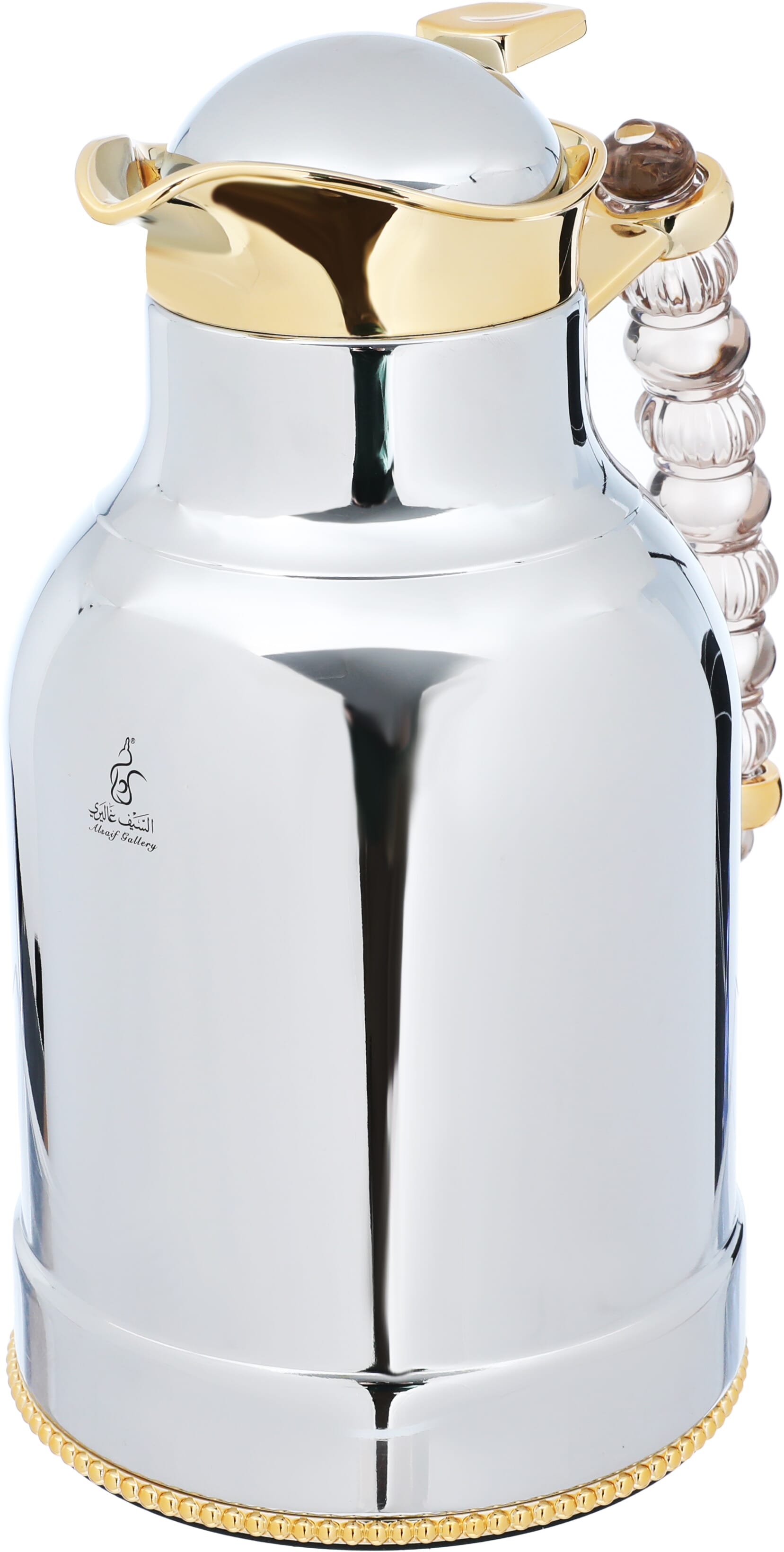 Al Saif Gallery Farida thermos set, 1/0.7 liter, two pieces, thermal glass inner container, steel outer shell - silver product image 4
