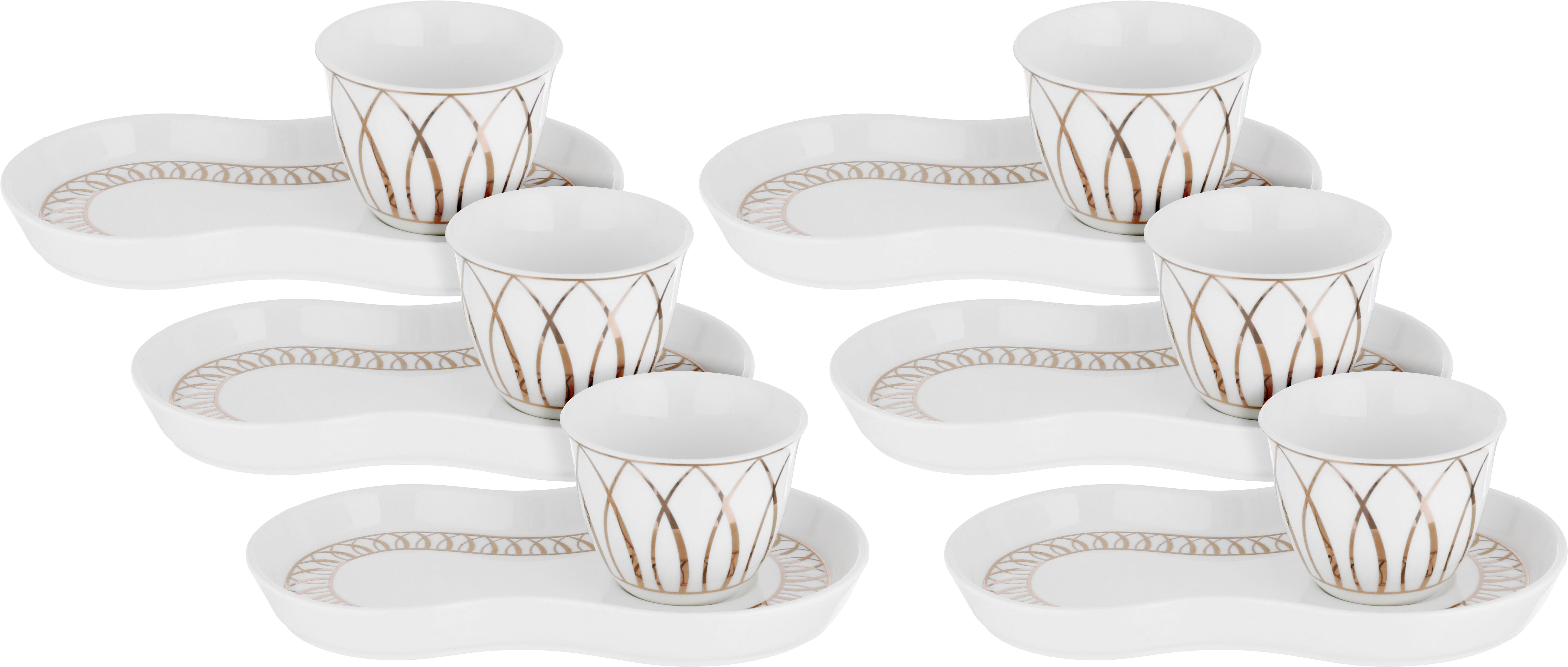 Al Saif Gallery porcelain coffee cup set, 12 pieces - white product image