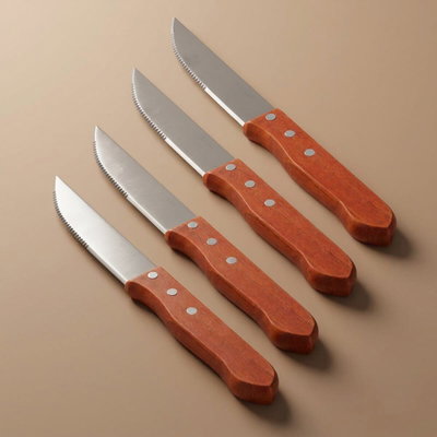 طقم سكاكين استيل السيف غاليري، 4 قطع، بيد خشب - فضي product image 1