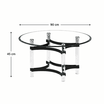 طقم طاولات زجاج و ستيل و اكرليك، 5 قطع - شفاف اسود product image 2