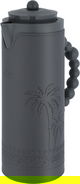 Al Saif Gallery Royal 7T thermos, 1 liter, leather covered, palm pattern, glass inner case, plastic outer case - dark gray product image 3