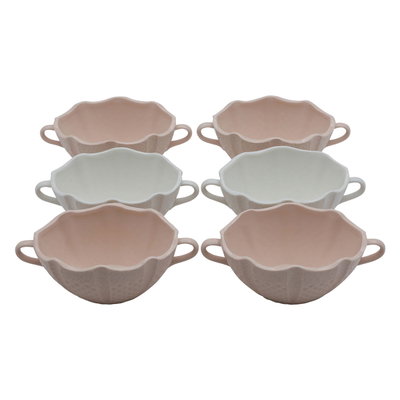 طقم شوربة بورسلان السيف غاليري، 16 قطعة، استاند معدني - وردي product image 4