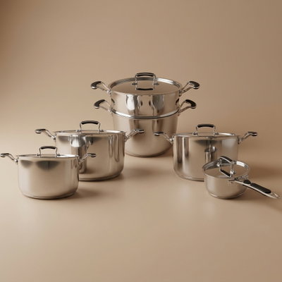 Rocky Steel Cookware Set, 11 Pieces - Silver product image 1