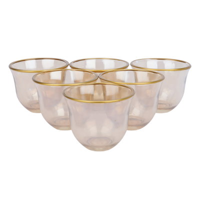 طقم فناجين قهوة عربي زجاج السيف غاليري، 6 قطع - شفاف ذهبي product image 1