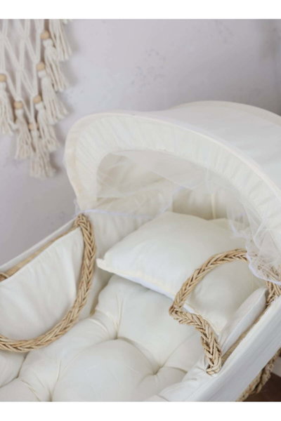 سرير موسى قطن فان مومنت، 76×42×76 سم، حامل هزاز - ابيض بيج product image 5