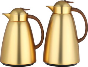 طقم ترامس سيف بلص، 0.7 / 1 لتر، خامة داخلية زجاج، غطاء ضغاط - ذهبي خشبي product image