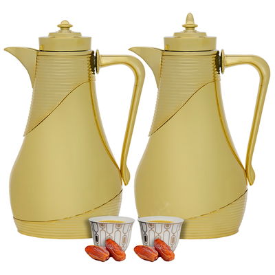 Al Saif Gallery Lujain thermos set, 1 liter, thermal glass inner shell, plastic outer shell - gold product image 1