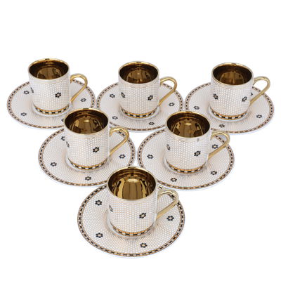 Al Saif Gallery Ceramic Arabic Coffee Cups Set, 12 Pieces - Black Gold product image 2