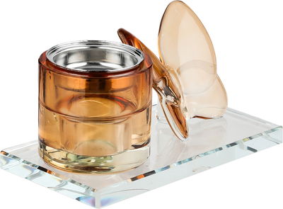 مبخرة زجاج السيف غاليري، قاعدة مزينة فراشة عسلي، 13x7x6 سم - شفاف عسلي product image 2