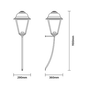 Norco Aluminum Glass Outdoor Wall Light, E27 Bulb Base, 110x36cm - Black product image 2