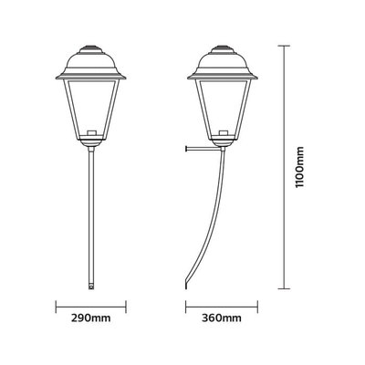 Norco Aluminum Glass Outdoor Wall Light, E27 Bulb Base, 110x36cm - Black product image 2