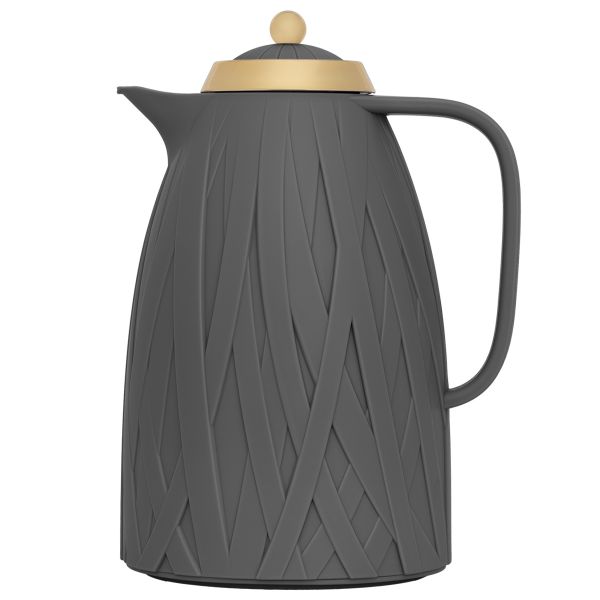 Everest Acacia Thermos, 1 liter, thermal glass inner shell, plastic outer shell, golden lid - dark gray product image 1
