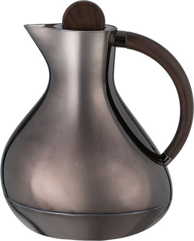 Al Saif Gallery Layal Thermos Set, 0.6/0.9 Liter, 2 Pieces, Glass Interior, Plastic Exterior, Wooden Handle, Push Button - Black Wood product image 3