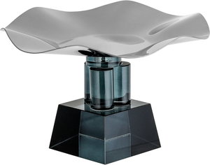 ستاند تقديم ستانلس استيل السيف غاليري، 17x17x10 سم، قاعدة مربع زجاج، مموج - أسود product image 2