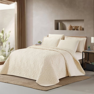 طقم لحاف بيزلي مايكروفايبر، 260x235 سم، نفرين، 6 قطع - كريمي product image 2