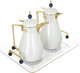 Al Saif Gallery Crystal Thermos Set, 1/0.7 litre, tofaria, thermal glass inner container, steel outer shell - pearl gold product image 2