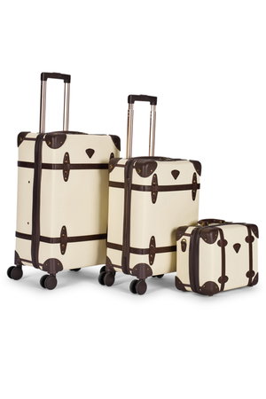 طقم شنط سفر جلد صناعي ليمرا، 4 مقاسات، 4 عجلات، زاويه 360 درجة، LMA-17800 - بيج بني غامق product image 2