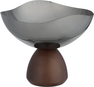 ستاند تقديم ستانلس ستيل و خشب السيف غاليري، 19.5x19.5x18 سم - اسود لامع بني product image 2