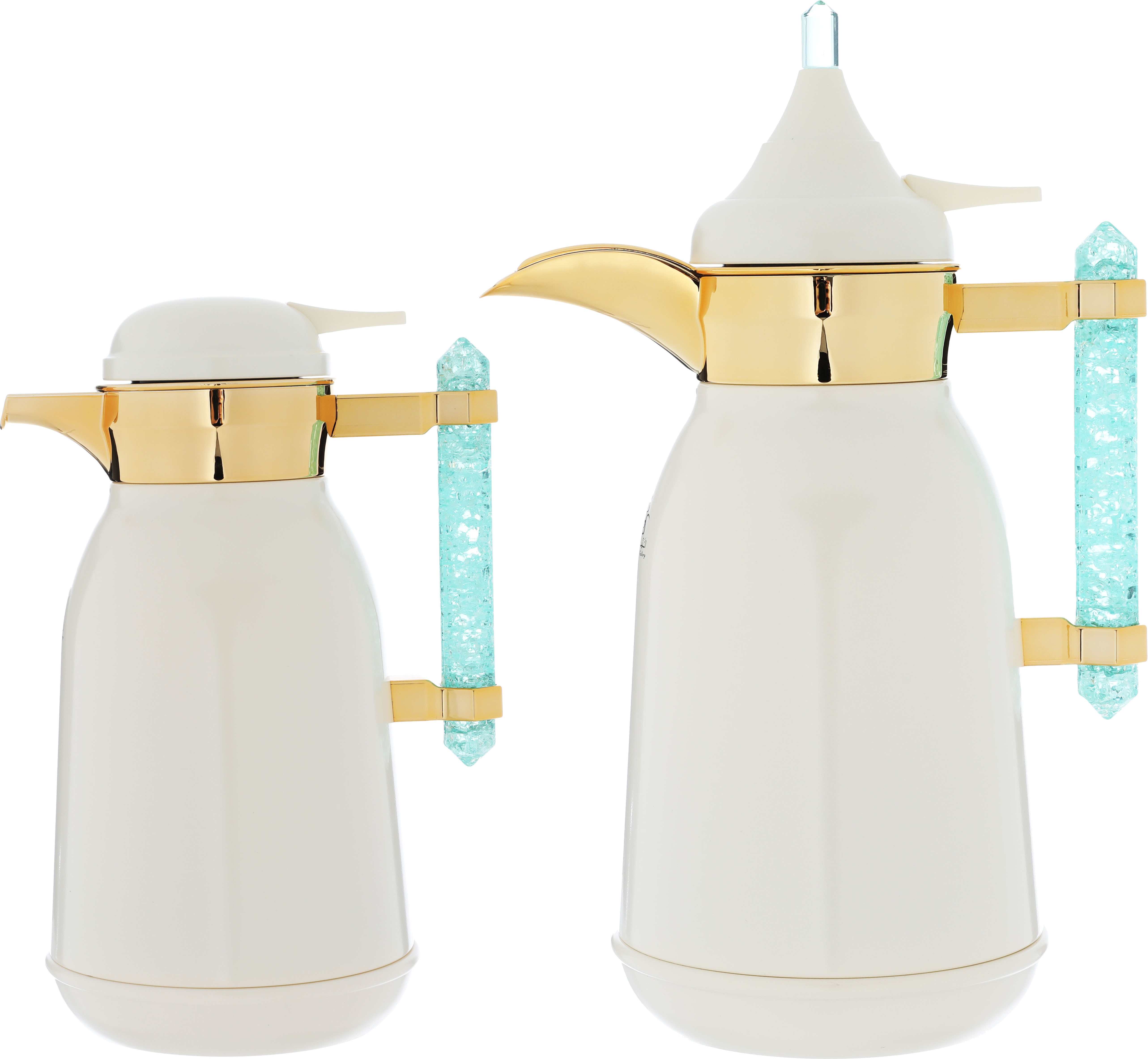 Al Saif Gallery Shahad thermos set, 1/1 liter, two pieces, thermal glass inner shell, stainless steel outer shell - pearly gold product image